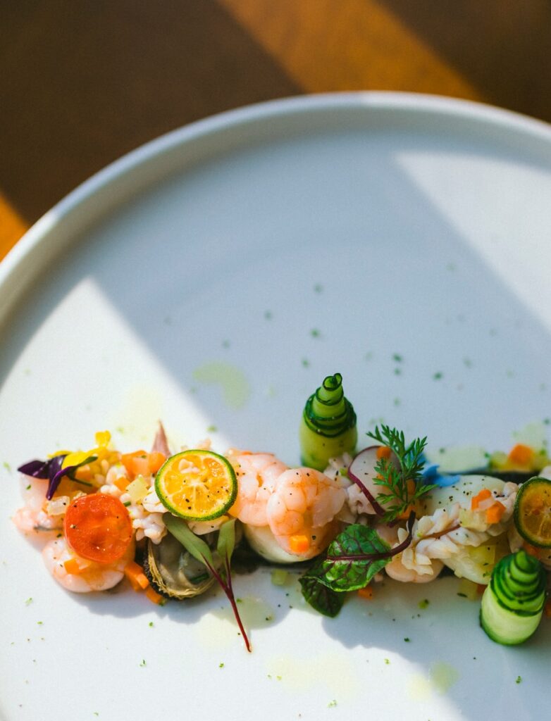 vegetable salad on white ceramic plate